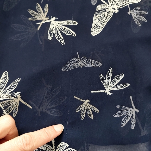 Torrid Dragonfly Tank Navy Scoop Neck Hi-Lo Ruffle Hem - Size 12 - Picture 6 of 6